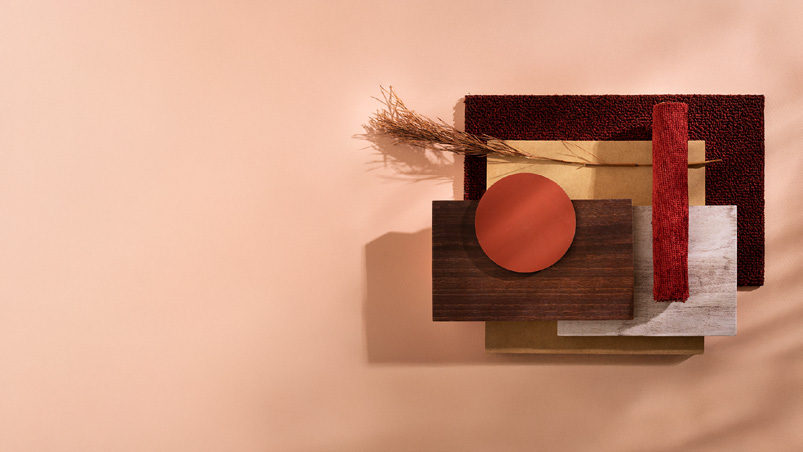 Material and finish samples arranged on a surface